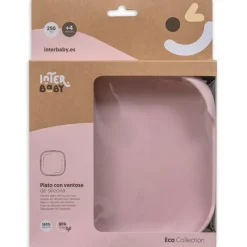 INTERBABY Vajillas Infantiles-Plato llano silicona antideslizamiento Rosa