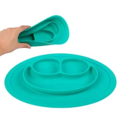 KIOKIDS Vajillas Infantiles-Plato silicona antivuelco Azul