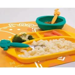 MARCUS&MARCUS Vajillas Infantiles-Plato silicona con compartimentos Pink