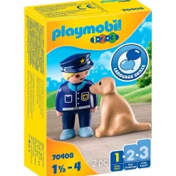 PLAYMOBIL Playmobil-1.2.3 Policía con Perro