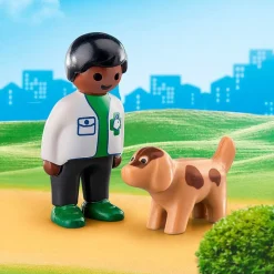 PLAYMOBIL Playmobil-1.2.3 Veterinario con Perro