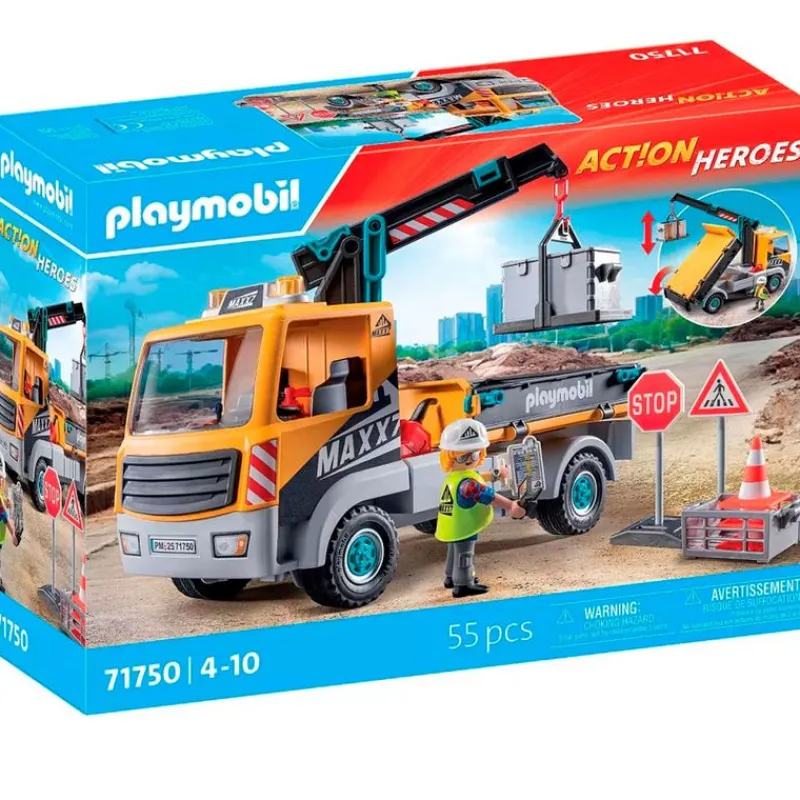 PLAYMOBIL Playmobil-Action Heroes Camión Construcción con Grúa