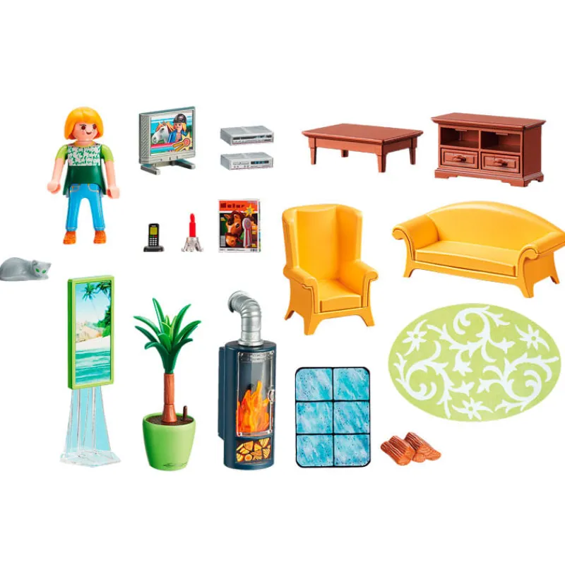 Dollhouse Sala de Estar con Fuego*PLAYMOBIL Outlet