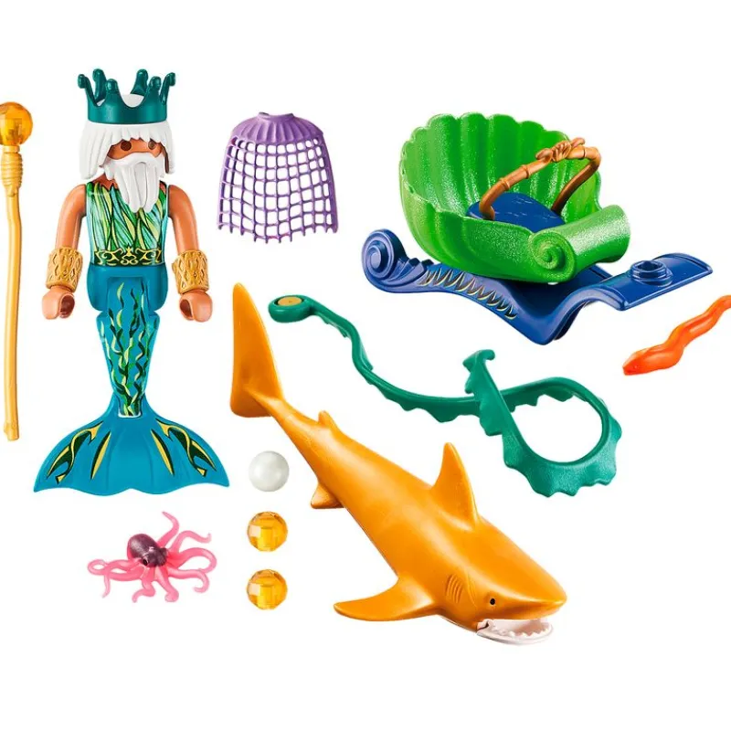 PLAYMOBIL Playmobil-Magic Rey del Mar con Carruaje Tiburón