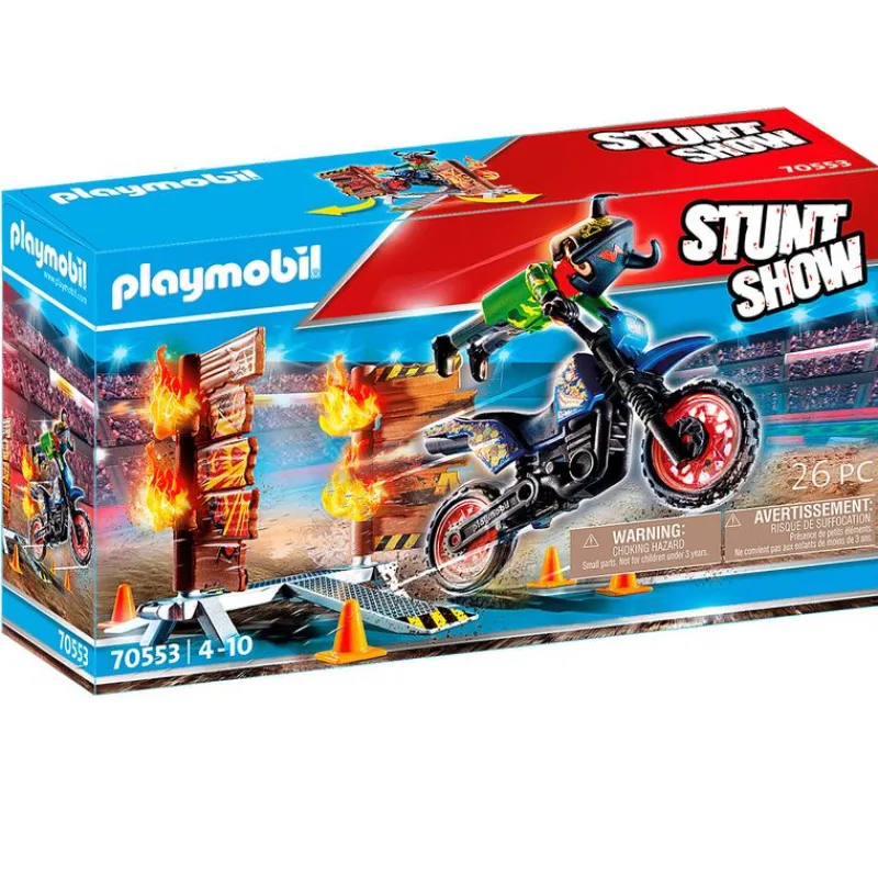 PLAYMOBIL Playmobil-Stuntshow Moto con Muro de Fuego