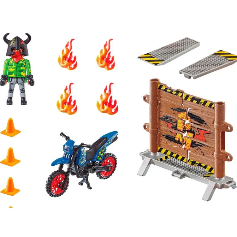 PLAYMOBIL Playmobil-Stuntshow Moto con Muro de Fuego