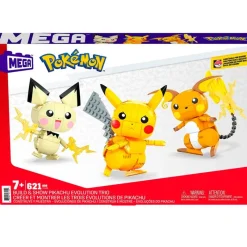 MATTEL Puzzles Y Construcciones-Pokémon Construcción Pichu, Pikachu y Raichu