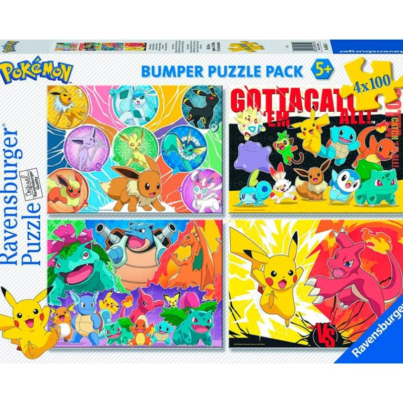 RAVENSBURGER Puzzles Y Construcciones-Pokémon Puzzle 4x100 Piezas