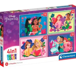 CLEMENTONI Puzzles Y Construcciones-Princesas Disney Puzzle 4 en 1 Progresivo