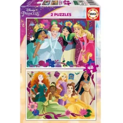 EDUCA Puzzles Y Construcciones-Princesas Disney Puzzles 2x48 Piezas