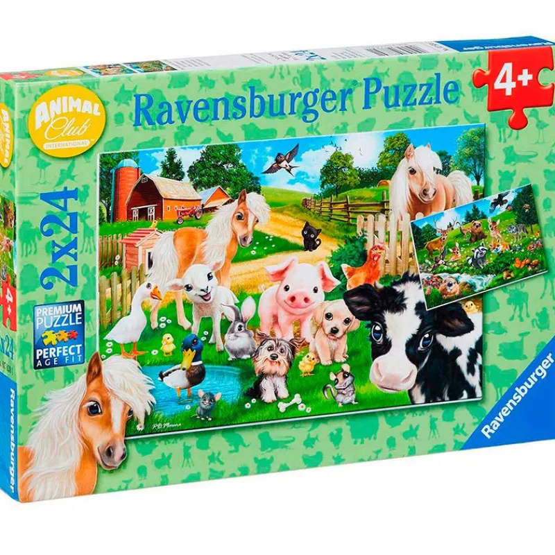 RAVENSBURGER Puzzles Y Construcciones-Puzzle Animal Club 2x24 Piezas