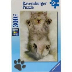 RAVENSBURGER Puzzles Y Construcciones-Puzzle Cachorro de Gatito Dormido de 300 Piezas XXL