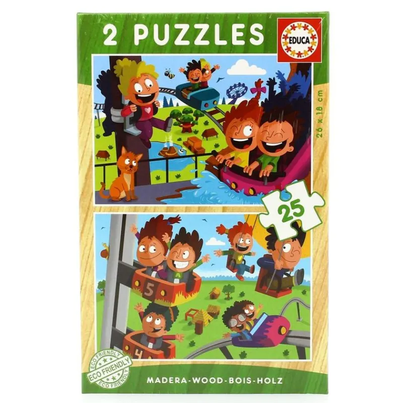 EDUCA Juegos De Madera-Puzzle de Madera Parque de Atracciones 2x25 Piezas