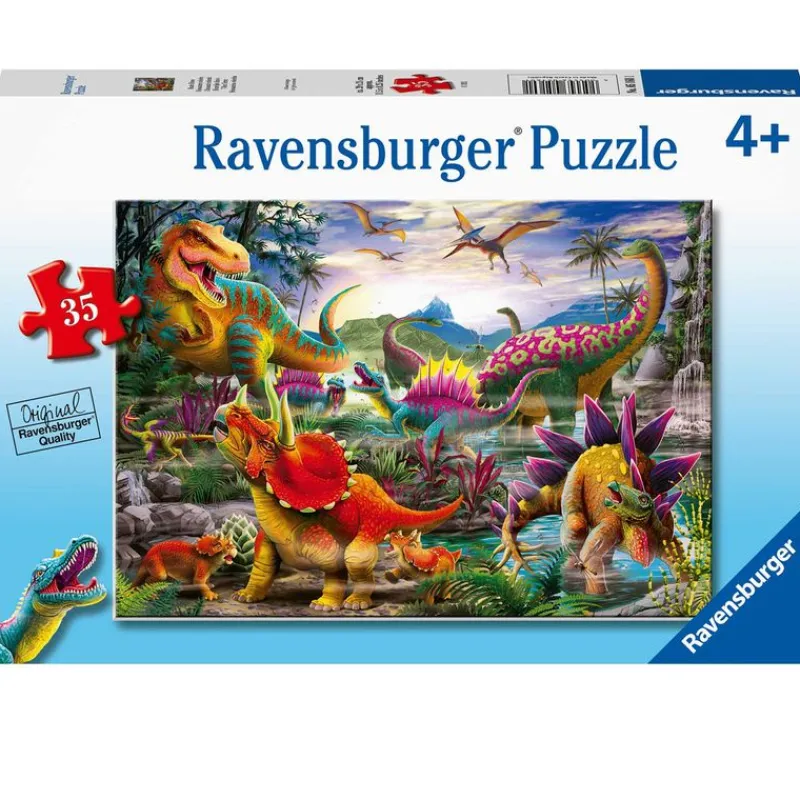 RAVENSBURGER Puzzles Y Construcciones-Puzzle Dinosaurios Coloridos 35 Piezas