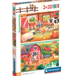 CLEMENTONI Puzzles Y Construcciones-Puzzle Familia Granja 2x20 Piezas