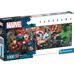 CLEMENTONI Marvel|Puzzles De 501 A 1000 Piezas-Puzzle Marvel Panorama 1000 Piezas
