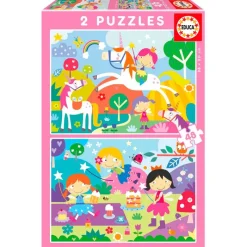 EDUCA Puzzles Y Construcciones-Puzzle Mundo Fantasía 2x48 Piezas