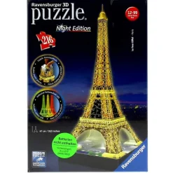 RAVENSBURGER Puzzles Y Construcciones-Puzzle Torre Eiffel Night 3D