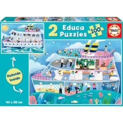 Puzzle 2x100 Piezas Barco Inside/Outside*EDUCA Best