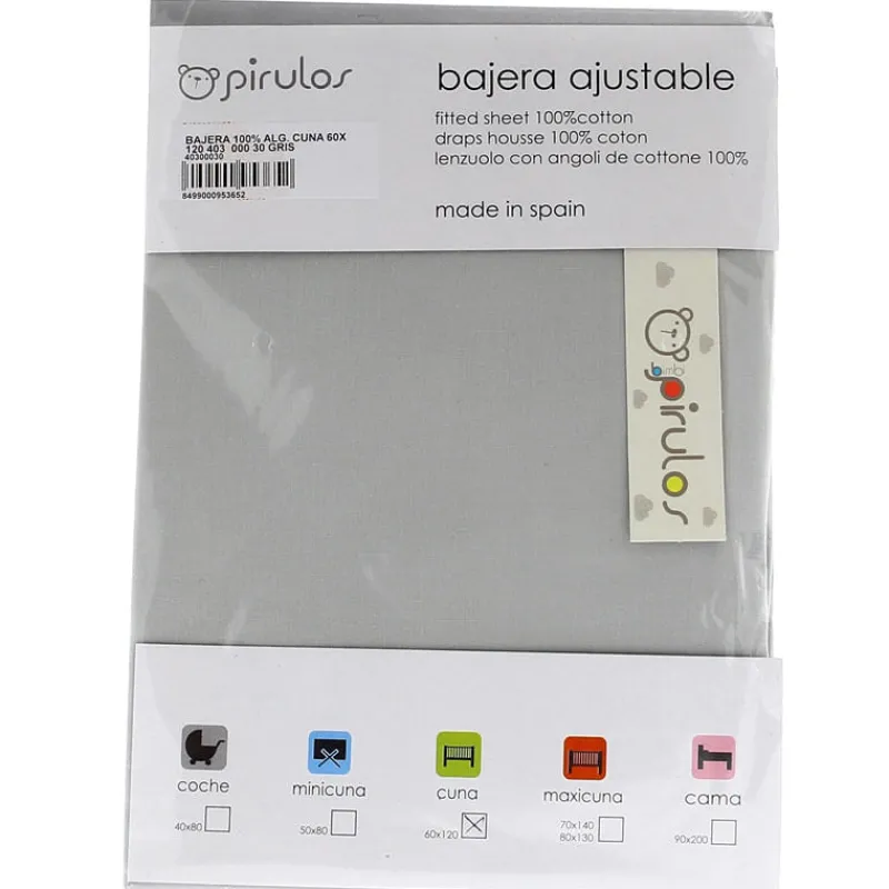 Sábana bajera ajustable cuna 60*120 Gris*PIRULOS Sale