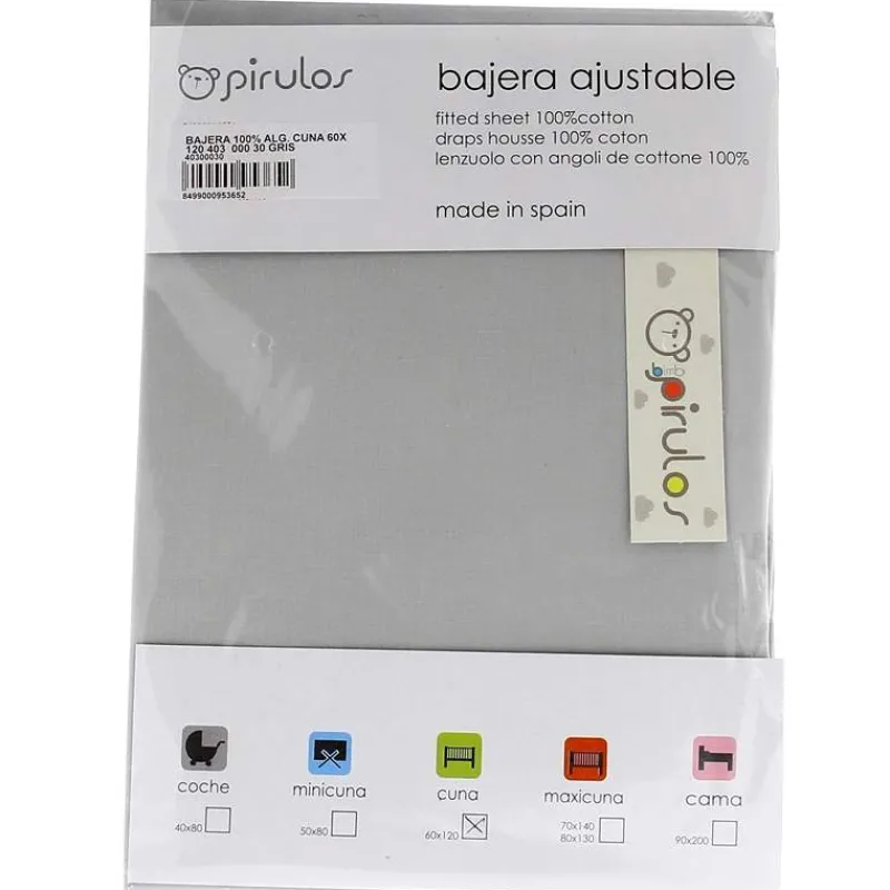 Sábana bajera ajustable cuna 60*120 Gris*PIRULOS Sale