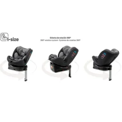 INTERBABY Sillas Con Isofix De 40 A 150 Cm (0 A 12 Años)-Sella 40-150cm Giratoria c/Pata Negra