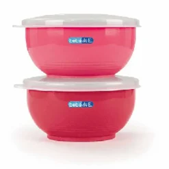 BEBE DUE Complementos De Alimentación-Set 2 Bols Acero Inoxidable Rosa