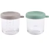 BEABA Complementos De Alimentación-Set 2 Botes Cristal 250ml Gris/ Verde