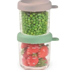 BEABA Complementos De Alimentación-Set 2 Botes Cristal 250ml Gris/ Verde