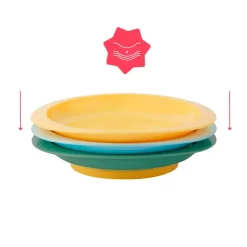 BADABULLE Vajillas Infantiles-Set 3 platos antideslizantes surtidos