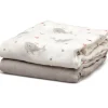 KIOKIDS Ropa De Cuna-Set de 2 muselinas Ballenas gris