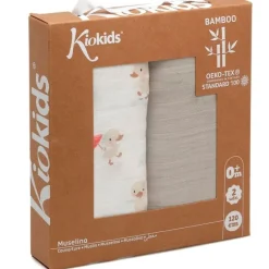 KIOKIDS Ropa De Cuna-Set de 2 muselinas Patitos beige