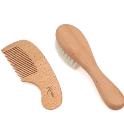 KIOKIDS Accesorios Y Complementos De Baño|Juegos De Madera-Set de Peine y Cepillo Madera