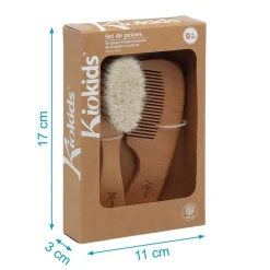 KIOKIDS Accesorios Y Complementos De Baño|Juegos De Madera-Set de Peine y Cepillo Madera