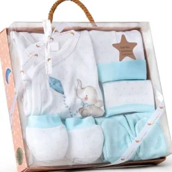 INTERBABY Regalos De Nacimiento-Set Nacimiento de 0-6m 5 piezas Elefante Azul