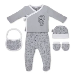 Set Nacimiento de 0-6m 5 piezas Animals Gris*INTERBABY