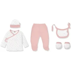 INTERBABY Regalos De Nacimiento-Set Nacimiento de 0-6m 5 piezas Flores Rosa