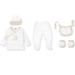 INTERBABY Regalos De Nacimiento-Set Nacimiento de 0-6m 5 piezas Dino Beige