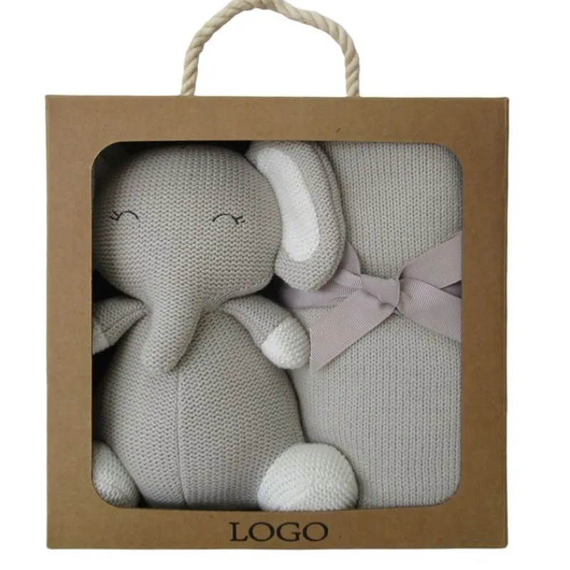SELECCION DRIM Complementos Para El Descanso|Regalos De Nacimiento-Set Peluche y Manta Elefante