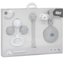 INTERBABY Regalos De Nacimiento-Set Regalo 4 Piezas Silicona Gris