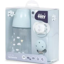 INTERBABY Regalos De Nacimiento-Set Regalo Bebé 3 piezas silicona Azul