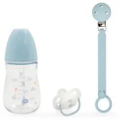 INTERBABY Regalos De Nacimiento-Set Regalo Bebé 3 piezas silicona Azul
