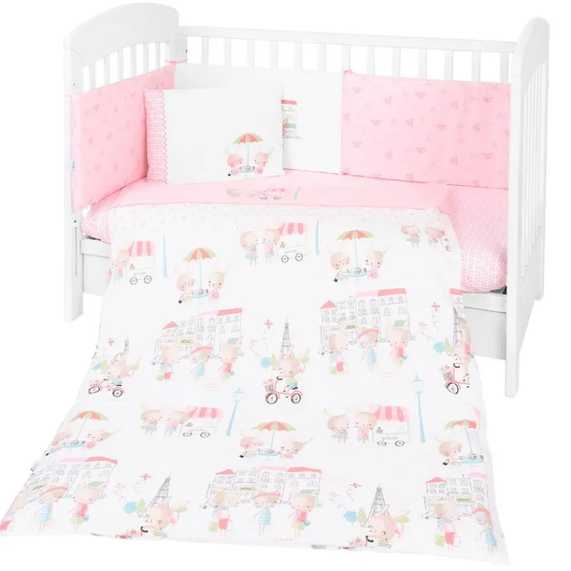 KIKKABOO Ropa De Cuna-Set textil Cuna 6 piezas Day Paris