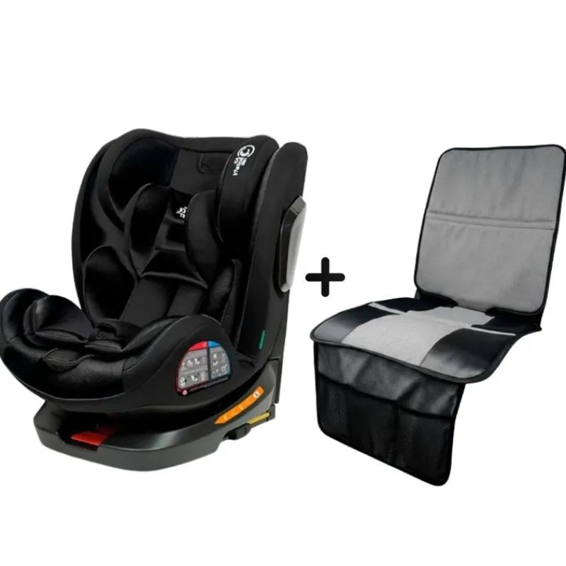 INTERBABY Sillas Con Isofix De 40 A 150 Cm (0 A 12 Años)-Silla coche Giratoria Aruna de 40 a 150 cm Negra + Regalo