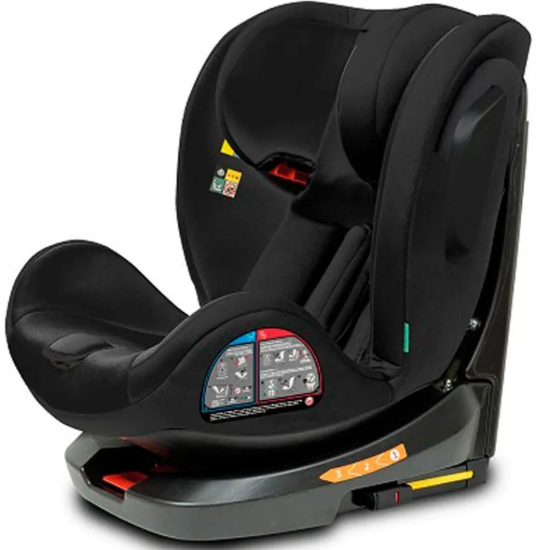 INTERBABY Sillas Con Isofix De 40 A 150 Cm (0 A 12 Años)-Silla coche Giratoria Aruna de 40 a 150 cm Negra + Regalo