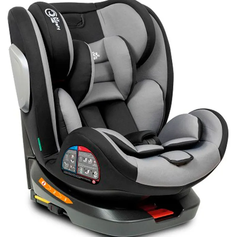 INTERBABY Sillas Con Isofix De 40 A 150 Cm (0 A 12 Años)-Silla coche Giratoria Aruna de 40 a 150cm Gris + Regalo