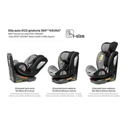 INTERBABY Sillas Con Isofix De 40 A 150 Cm (0 A 12 Años)-Silla coche Giratoria Aruna de 40 a 150cm Gris + Regalo
