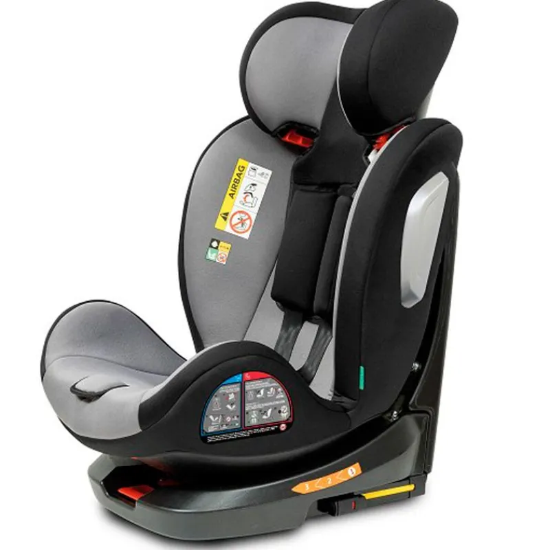 INTERBABY Sillas Con Isofix De 40 A 150 Cm (0 A 12 Años)-Silla coche Giratoria Aruna de 40 a 150cm Gris + Regalo