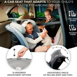 KINDERKRAFT Sillas Con Isofix De 40 A 150 Cm (0 A 12 Años)-Silla coche I-Grow i-Size 40-150 Top Tether Gris