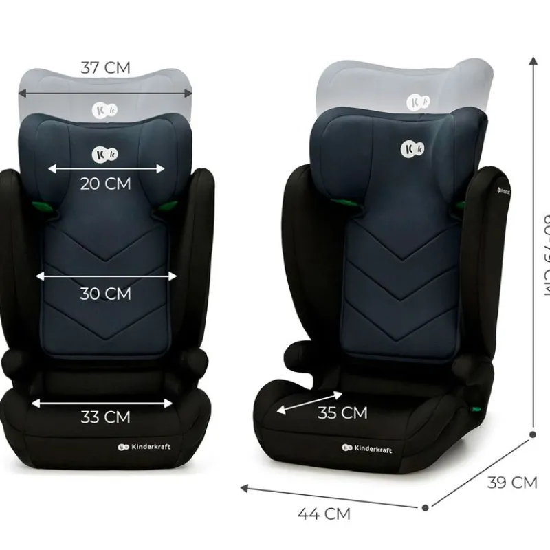 KINDERKRAFT Sillas De Coche Sin Isofix-Silla coche I-Spark 2 en 1 de 100-150cm Black